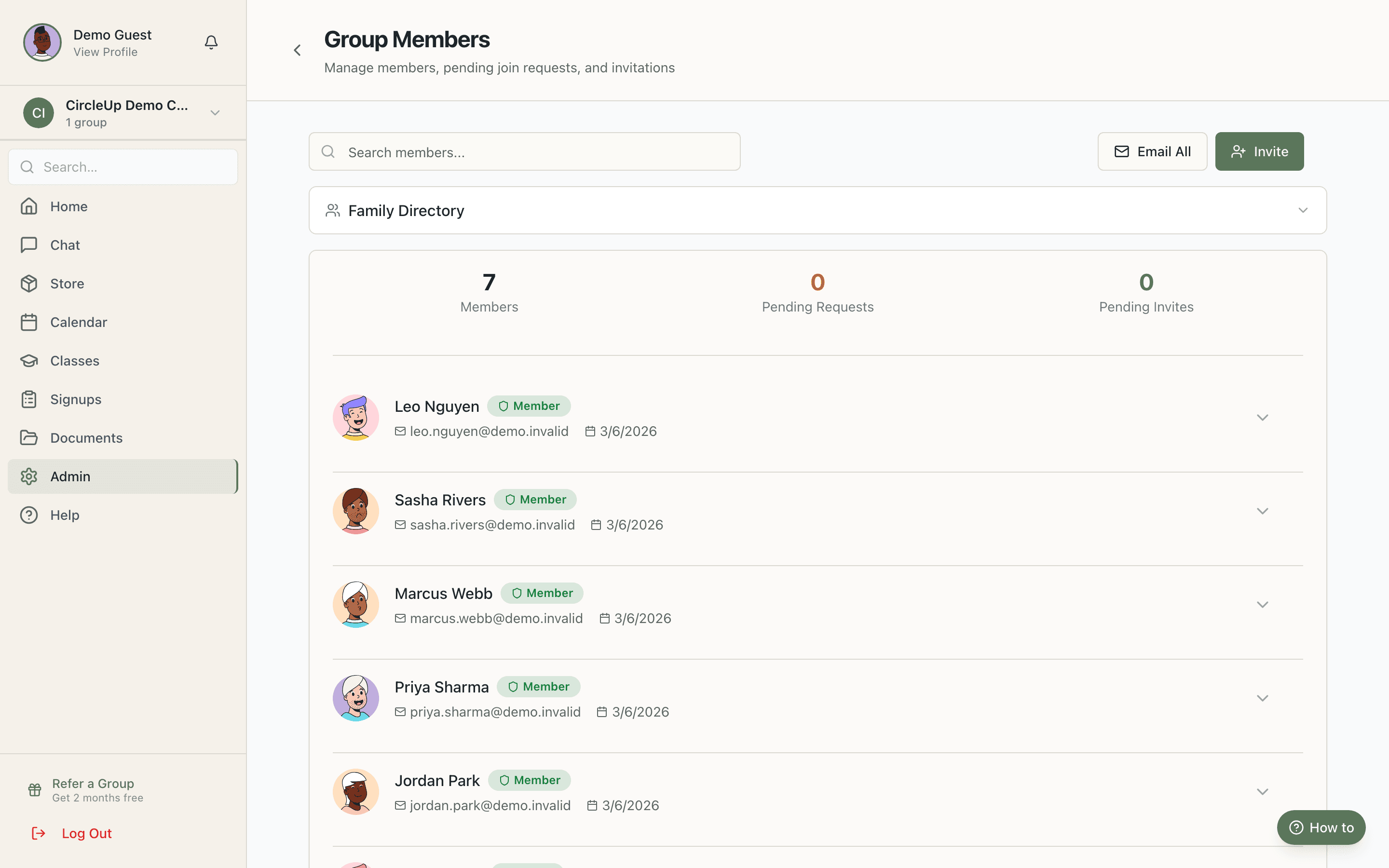 Family directory with multiple students per household